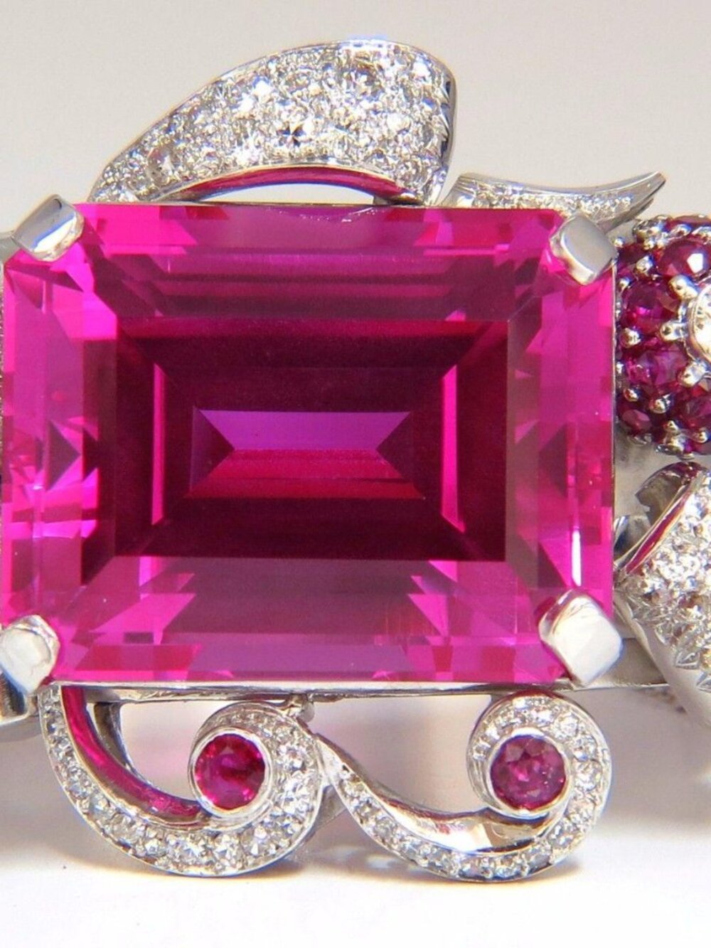 GIA Lab Pink Sapphire Diamonds Ruby Bangle Bracelet Parisian Posh Deco*